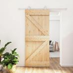 vidaXL Schuifdeur met beslag 90x210 cm massief grenenhout, Doe-het-zelf en Bouw, Deuren en Vliegenramen, Verzenden, Nieuw