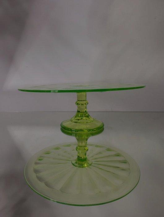 Taartschaal - uraniumglas - Uranium Art Deco 1920, Antiek en Kunst, Antiek | Glaswerk en Kristal