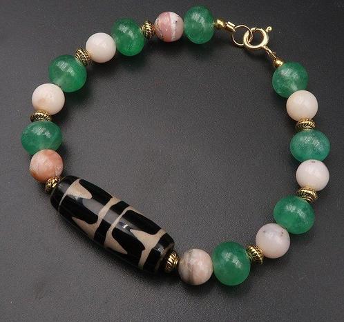 Smaragd, roze opaal - Boeddhistische armband - Tijgertand, Antiek en Kunst, Antiek | Boeken en Manuscripten