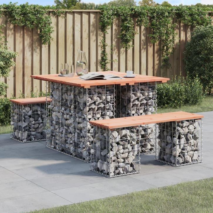 vidaXL Tuintafel schanskorfontwerp 100x102x72 cm massief, Jardin & Terrasse, Tables de jardin, Envoi