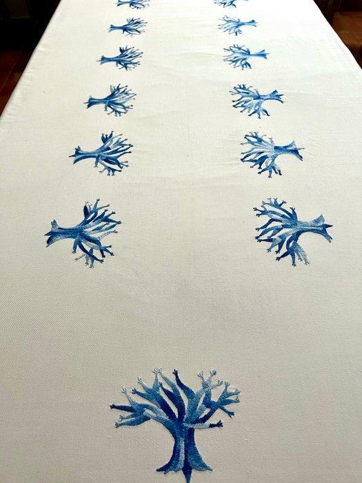 Mantel, 12 bijpassende servetten, levensbomen met prachtig, Antiquités & Art, Tapis & Textile