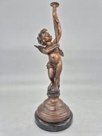 Figuur - Jugendstil-Bronzeskulptur – Kind mit Flügeln auf