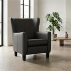 Leren fauteuil Hug - Hermes Antracite (donkergrijs) - Poten, Huis en Inrichting, Nieuw, Ophalen of Verzenden, 75 tot 100 cm, Eigentijds, Klassiek, Retro, Romantisch