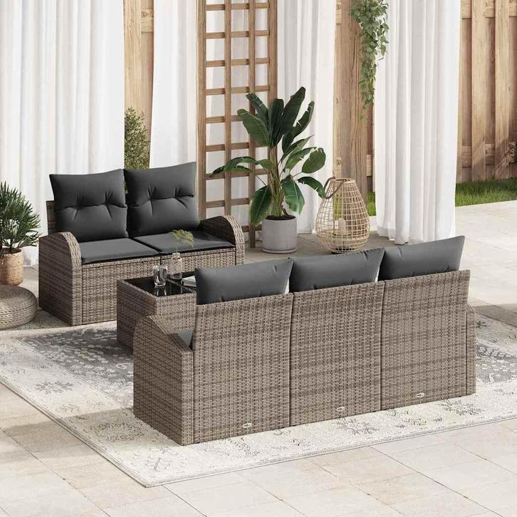 vidaXL Tuinbank Set Grijs 55 x 55 x 37 cm poly rattan, Tuin en Terras, Tuinsets en Loungesets, Nieuw, Verzenden