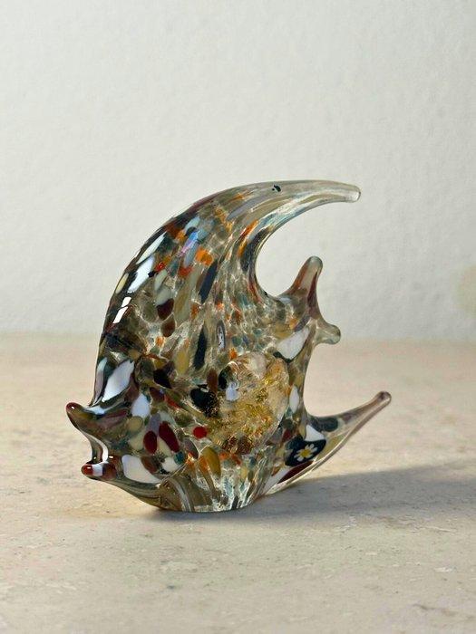 Murano - sculptuur, Scultura pesce - 7 cm - Bladgoud - 2025, Antiek en Kunst, Antiek | Glaswerk en Kristal