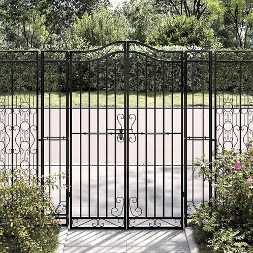 vidaXL Poort 121x8x150 cm smeedijzer zwart, Tuin en Terras, Tuinpoorten, Nieuw, Verzenden
