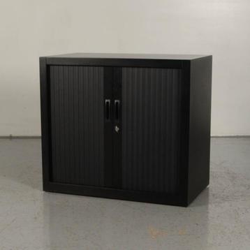 Roldeurkast Officenow - Zwart - 72 x 80 cm - Incl. 1 legbord, Huis en Inrichting, Kasten | Roldeurkasten en Archiefkasten, Ophalen of Verzenden