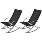 vidaXL Tuinschommelstoelen 2 st staal en textileen zwart, Verzenden
