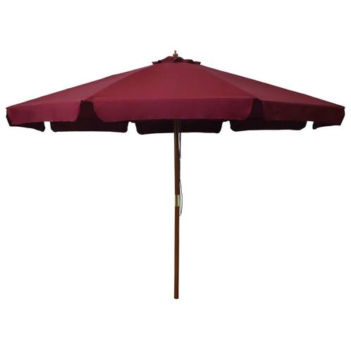 vidaXL Parasol met houten paal 330 cm bordeauxrood, Tuin en Terras, Parasols, Nieuw, Verzenden