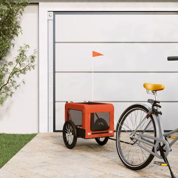 vidaXL Hondenfietstrailer oxford stof en ijzer oranje en disponible aux enchères