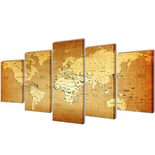 vidaXL Canvas muurdruk print set wereldkaart 200 x 100 cm, Verzamelen, Posters, Nieuw, Verzenden
