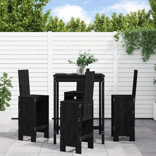 vidaXL 5-delige Barset massief grenenhout zwart, Tuin en Terras, Tuinsets en Loungesets, Nieuw, Verzenden
