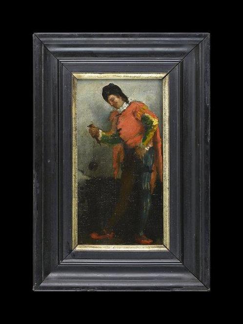 Louis Claude Mouchot (1830-1891) - Le joueur de Bilboquet., Antiek en Kunst, Kunst | Schilderijen | Klassiek