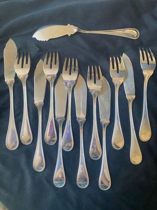 Visbestekset voor 6 personen - .800 zilver, Antiek en Kunst, Antiek | Zilver en Goud