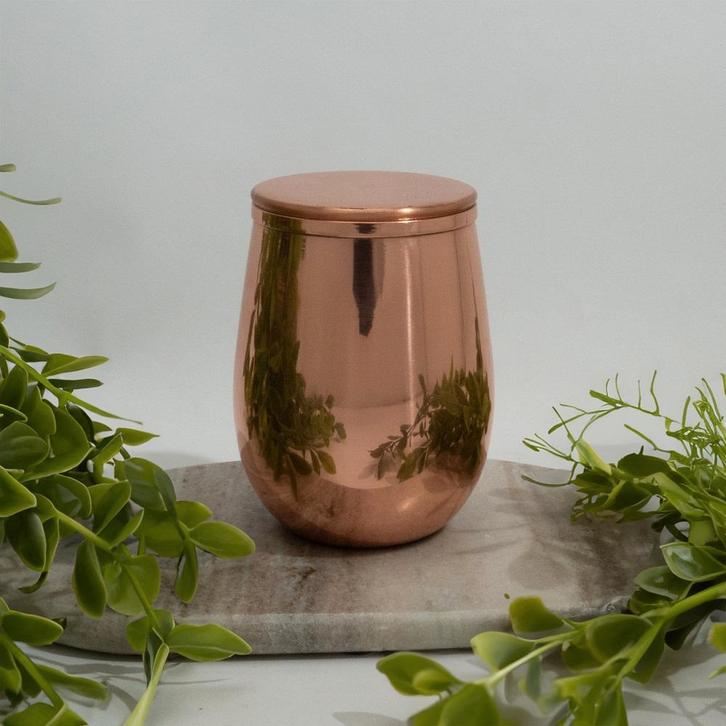 Puur koperen effen gebogen beker met deksel – 300 ml, Sport en Fitness, Gezondheidsproducten en Wellness, Ophalen of Verzenden