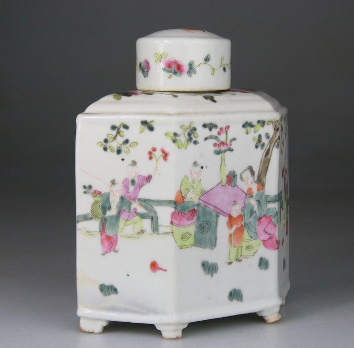 Dekselvaas - Famille Rose - Merk - Porselein - China - 20e, Antiek en Kunst, Antiek | Overige Antiek