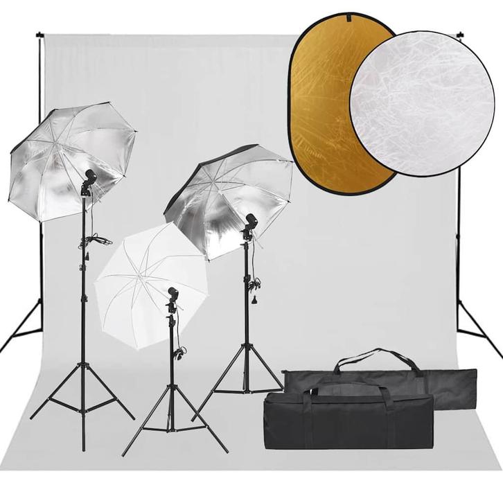 vidaXL Fotostudioset met verlichtingsset, achtergrond en, Audio, Tv en Foto, Fotografie | Fotostudio en Toebehoren, Nieuw, Verzenden