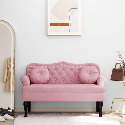 vidaXL Bankje met kussens 120,5x65x75 cm fluweel roze, Huis en Inrichting, Overige Huis en Inrichting, Nieuw, Verzenden