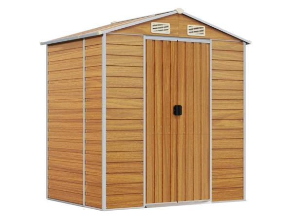 Veiling - VidaXL metalen tuinschuur houtlook - 130x191x198 c, Tuin en Terras, Tuinhuizen