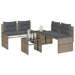 vidaXL 4-delige Loungeset met kussens poly rattan grijs, Tuin en Terras, Verzenden, Nieuw, Loungeset
