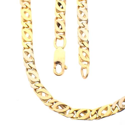 Tricolor gouden heren ketting | 42 cm (schakel ketting), Handtassen en Accessoires, Kettingen, Overige kleuren, Gebruikt, Goud