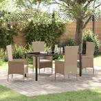 vidaXL Tuin Eettafel Set met kussen 5 pcs Beige poly rattan, Verzenden, Nieuw