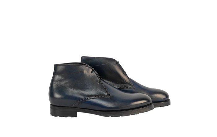 TESTONI Blue Shaded Desert Boot Shoes Calf Wool Lining 8 UK, Kleding | Heren, Schoenen