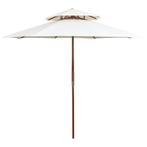 vidaXL Dubbeldekker parasol 270x270 cm houten paal crèmewit, Tuin en Terras, Verzenden, Nieuw