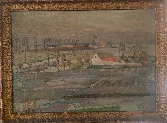 Karel De Bondt (1888–1973) - Pejza flamandzki, Antiek en Kunst, Kunst | Schilderijen | Klassiek