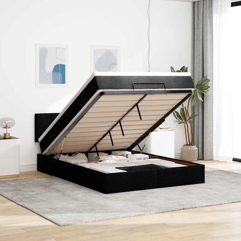 vidaXL Bed met matras 140x190 cm stof zwart, Huis en Inrichting, Slaapkamer | Bedden, Nieuw, Verzenden