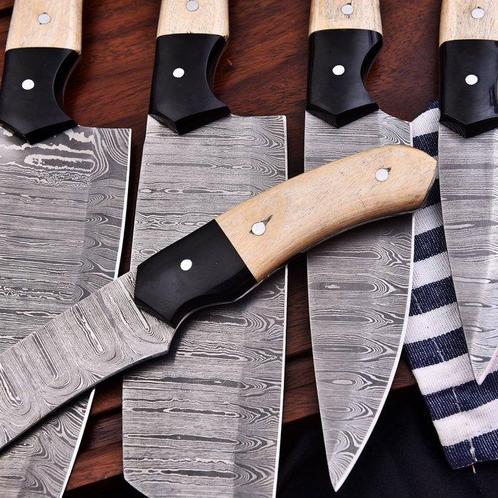 Keukenmes - Chefs knife - hout en gevouwen stalen, Antiek en Kunst, Antiek | Keukengerei