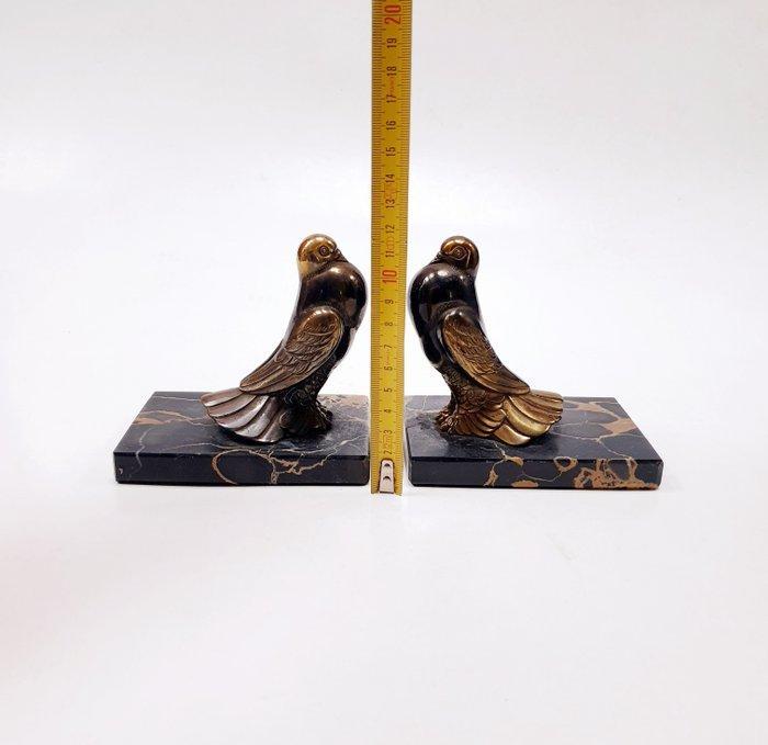 Boekensteunen (2) - paar duiven - Zinklegering, Marmer, Antiquités & Art, Art | Objets design