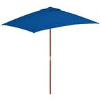 vidaXL Parasol dextérieur avec mât en bois Bleu 150x200, Neuf, Verzenden