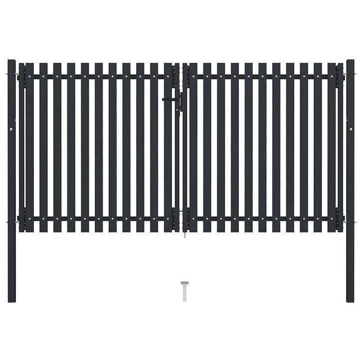 vidaXL Dubbele poort met deur staal 300x175 cm antraciet, Tuin en Terras, Tuinpoorten, Nieuw, Verzenden