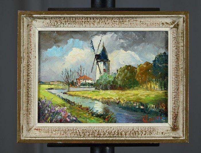 René Lorotte (1920-1985) - Moulin en bord de rivière, Antiek en Kunst, Kunst | Schilderijen | Klassiek