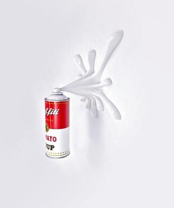 2FAST - White Graffiti Soup Splash Can Sculpture