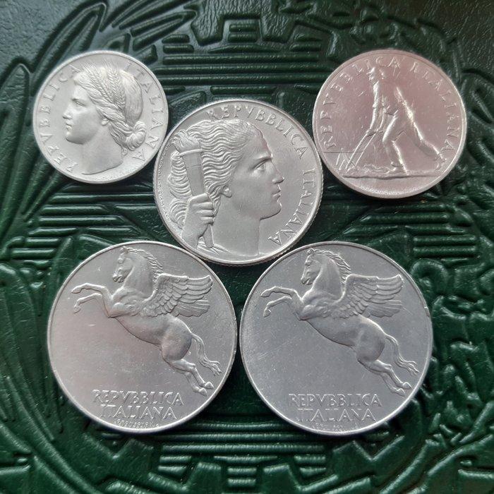 Italië, Republiek Serie 1949 (1+2+5+10+10) inclusa 10 Lire, Postzegels en Munten, Munten | Europa | Niet-Euromunten