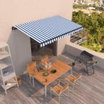 vidaXL Luifel handmatig uittrekbaar 450x350 cm blauw en wit, Tuin en Terras, Zonneschermen, Verzenden, Nieuw