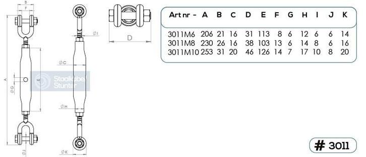 Spanschroef draadspanner M8 Din1478 gaffel gaffel, Tuin en Terras, Overige Tuin en Terras, Verzenden