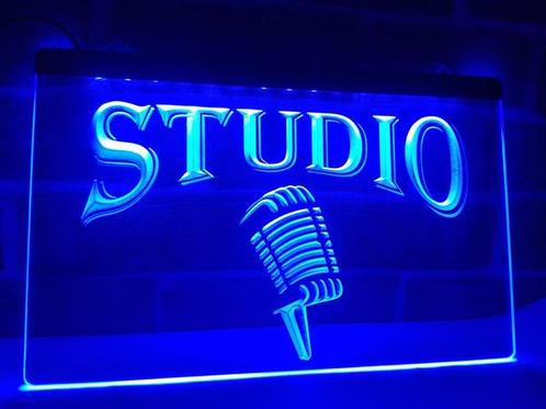 Studio microfoon neon bord lamp LED cafe verlichting reclame, Huis en Inrichting, Lampen | Overige, Nieuw, Verzenden