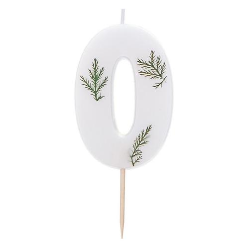 Witte Kaars 0 Jaar Gebladerd 5cm, Hobby en Vrije tijd, Feestartikelen, Nieuw, Verzenden