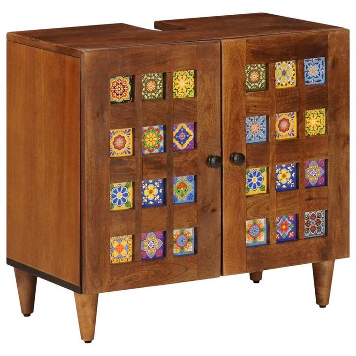 vidaXL Wastafel kabinet voor de badkamer Walnotenhout 62 x, Huis en Inrichting, Badkamer | Badkamermeubels, Nieuw, Verzenden