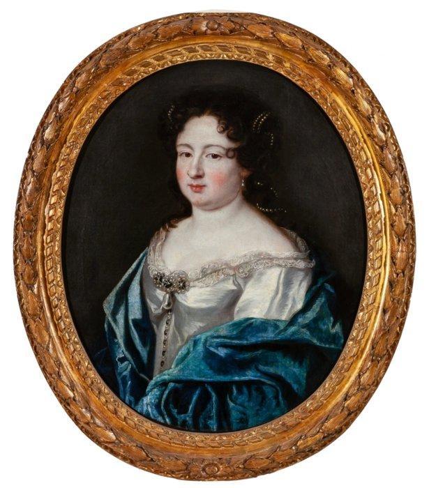 Franse school (XVII) - Retrato de dama con manto azul, Antiek en Kunst, Kunst | Schilderijen | Klassiek