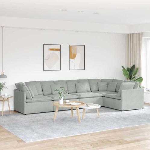 vidaXL Modulaire bank met kussens fluweel lichtgrijs, Huis en Inrichting, Zetels | Zetels, Nieuw, Verzenden