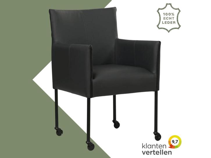 Leren eetkamerstoel More - Toledo Pacific (donkerblauw) -, Huis en Inrichting, Stoelen, Blauw, Eén, Nieuw, Leer, Ophalen of Verzenden
