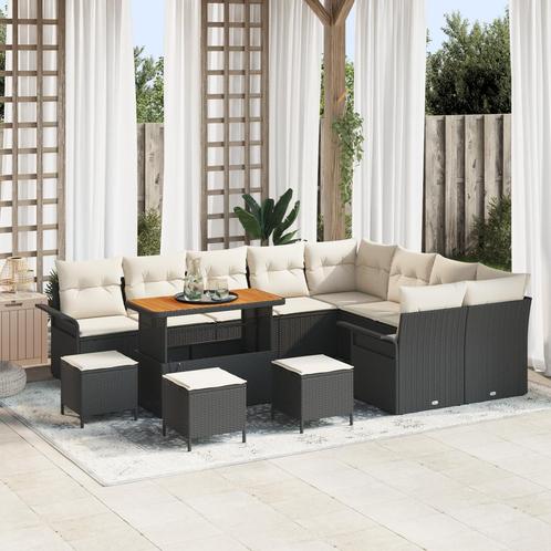 vidaXL 13-delige tuinsofa set met kussens in zwart poly, Tuin en Terras, Tuinsets en Loungesets, Nieuw, Verzenden