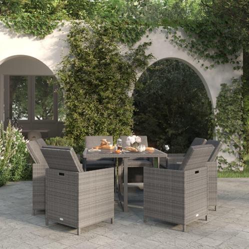 vidaXL Ensemble à manger de jardin coussins 9pcs Résine, Tuin en Terras, Tuinsets en Loungesets, Verzenden