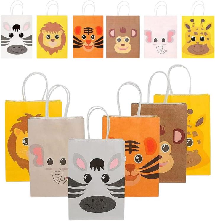 Fako Bijoux - 24 Papieren Uitdeeltasjes Dieren - 15x8x21cm -, Divers, Emballage cadeau, Envoi