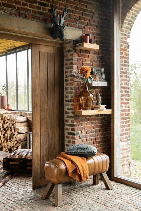 Gym Bench Leather Cognac - Gangbankje - Hout, Leder, Antiek en Kunst, Curiosa en Brocante