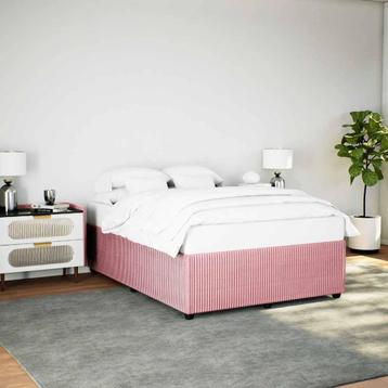 vidaXL Bedframe fluweel roze 140x200 cm, Verzenden